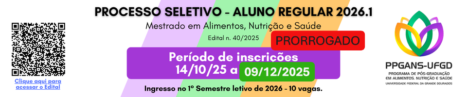 PROCESSO SELETIVO ALUNO REGULAR 2026.1 - ALIMENTOS, NUTRIÇÃO E SAÚDE